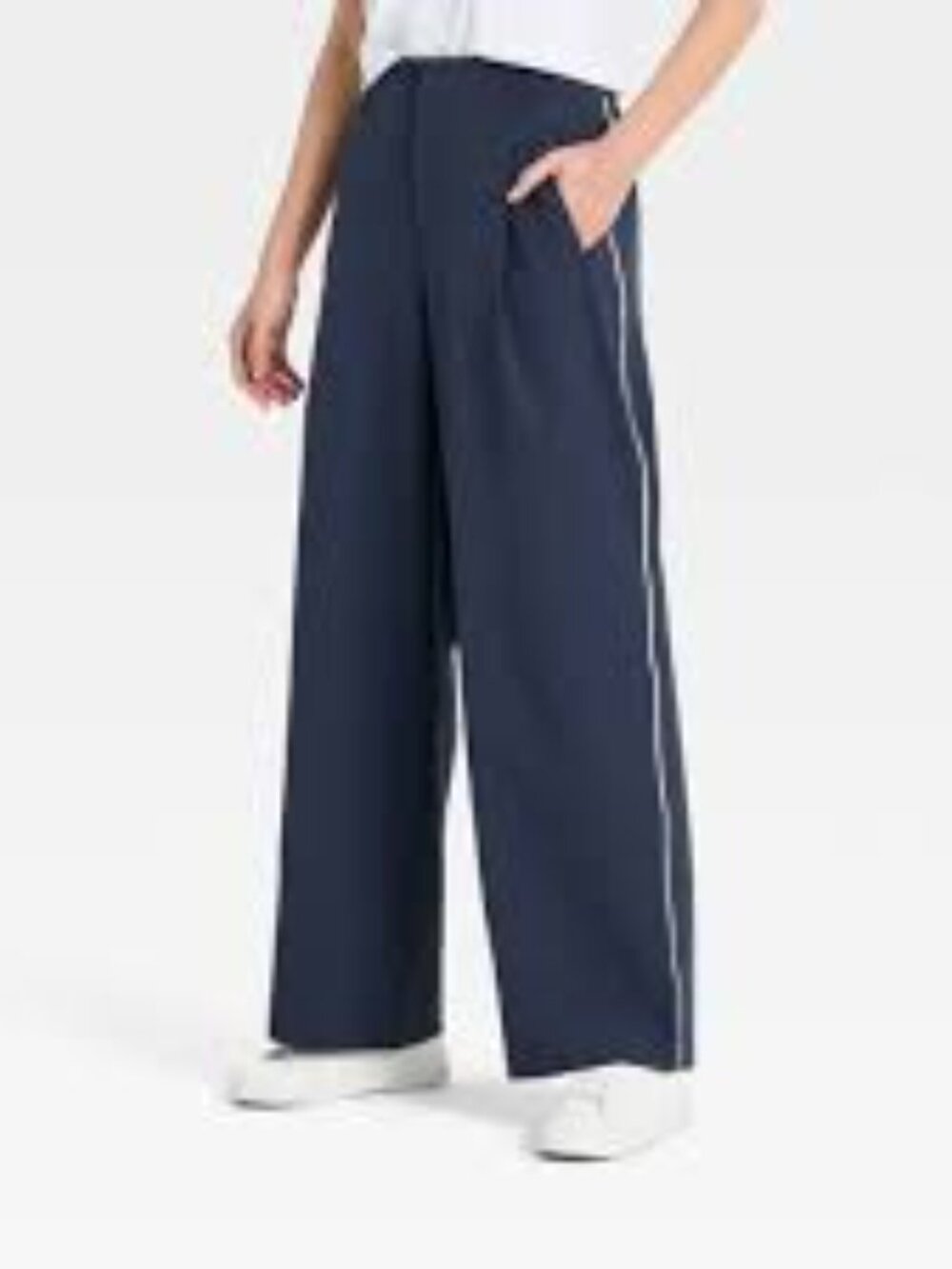 NWT - All In Motion High-Rise Golf Trousers- Navy Blue/ White Piping/Trim - Picture 2 of 4